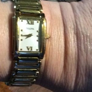 Bulova tank style goldtone watch